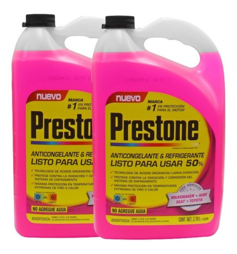 Kit Anticongelante Refrigerante Rosa Listo P Usar Prestone 