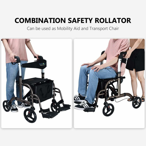 Health Line - Silla De Transporte Con Ruedas 2 En 1 Con...
