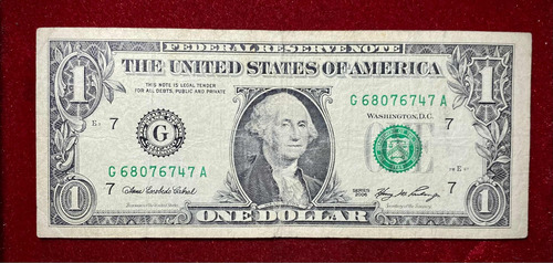 Billete 1 Dólar Estados Unidos 2006 G Pick 523 Ag Chicago