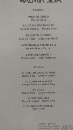 Lp Walmir Silva - Vida De Circo - Disco De Vinil (Usado)