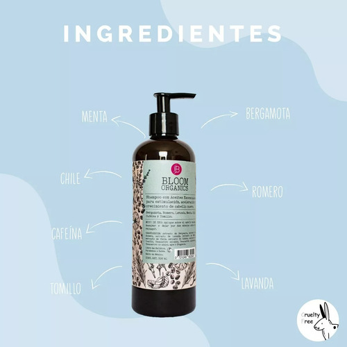 Shampoo Anticaída Y Crecimiento Bloom Organics 2 Piezas