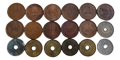 Lote 18 Moedas De Yens Antigas Do Japão #av | MercadoLivre