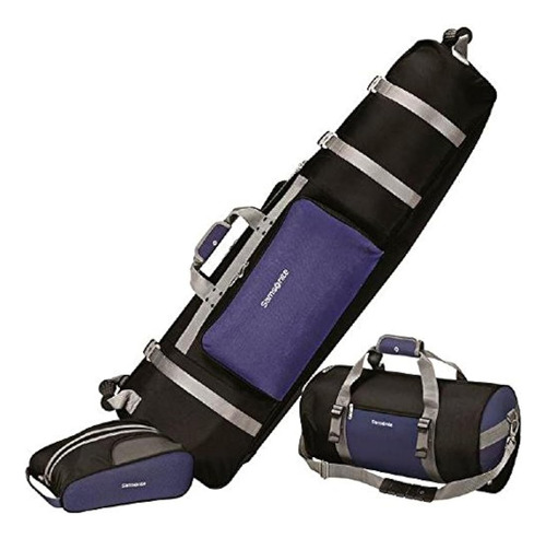 Samsonite Golf Deluxe Juego De Viaje De 3 Piezas, Azul/negro