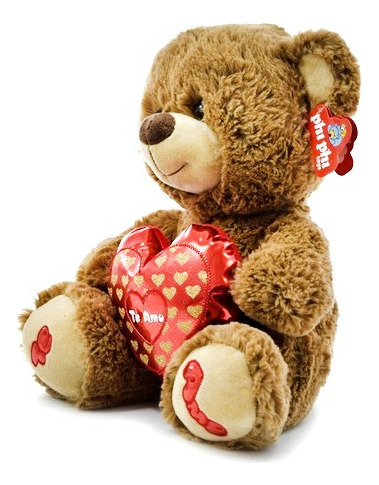 Oso Enamorado Sentado Con Corazon Metalizado 32cm-  10281