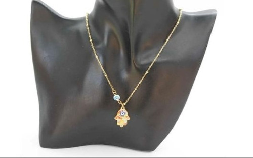 Collar Mano Con Ojo Dorado Acero Inoxidable