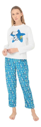 Conjunto Pijama Snoopy Peanuts Azul Con Blanco