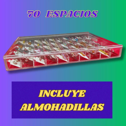 2 Caja Acrílico Organizadora De Aretes 70 Pz + Almohadillas