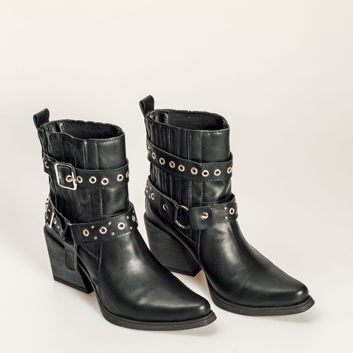 Botas Mujer Caña Media Eco Cuero Negro 36 Ar