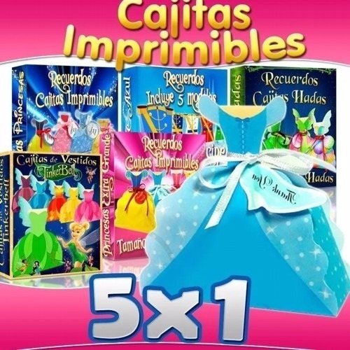 Pack Cajitas Imprimibles, Recuerditos Princesas Disny Hadas