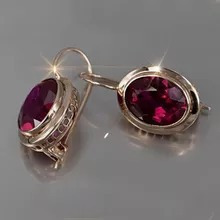 Aros De Gota De Cristal De Piedra Roja De Oro De 14k Para Mu