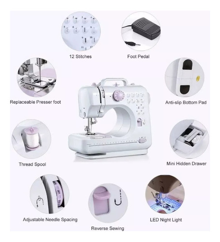 Mini Máquina De Coser Portátil Genérica Portable Color Blanc