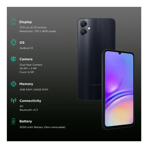 Samsung Galaxy A05 64gb Negro 4gb Ram 4g/lte