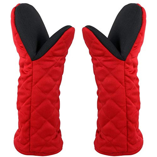 Puppet Oven Mitts Red Cotton Neoprene Non-slip Rubber L...