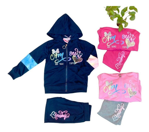 Conjunto Otoño Deportivo 2 Piezas  Niña Bkx-72 3 Colores 