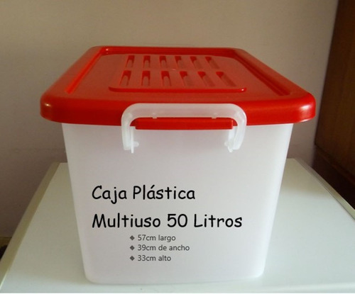 Caja Plástica Multiuso De 50 Litros Con Tapa