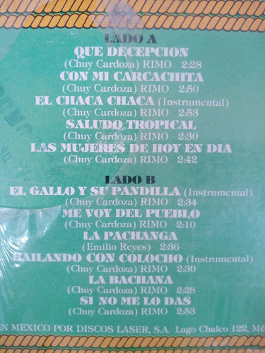 Disco Lp Chuy Cardoza El Vaquero De La Cumbia 1984 Laser (Usado)