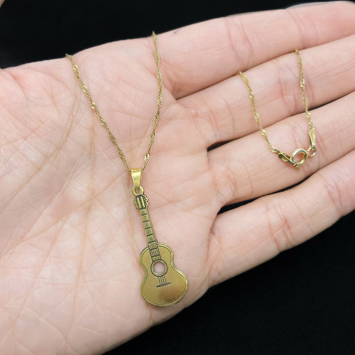 Cadena Y Dije Guitarra Criolla Música Músico Oro 18k Oro 18k 45 Cm