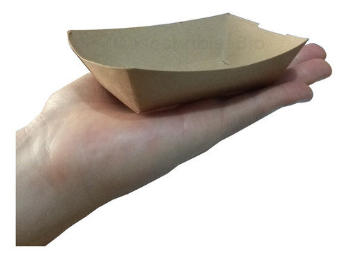 Imagen 5 de 7 de 200 Charolas Bandeja Comida 10.5x7 Cm Cartón Kraft Ecológica