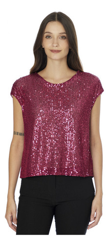 Blusa De Lentejuelas Escote Redondo Amber Mujer Asterisco