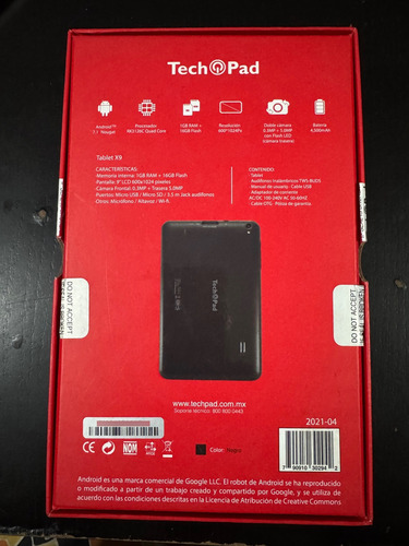 Tablet Tech Pad X9, Como Nueva, No Trae Audífonos Negro (Usado)