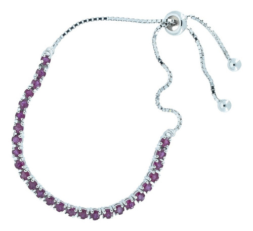 Pulsera Ajustable De Plata Piedra Zafiro, Rubí O Esmeralda