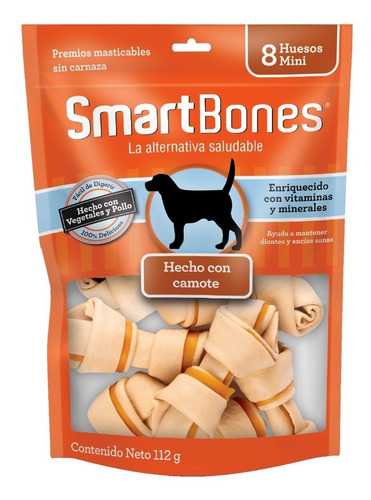 Smartbones Premios Perros Camote Pollo Veget Sin Carnaza 8pz