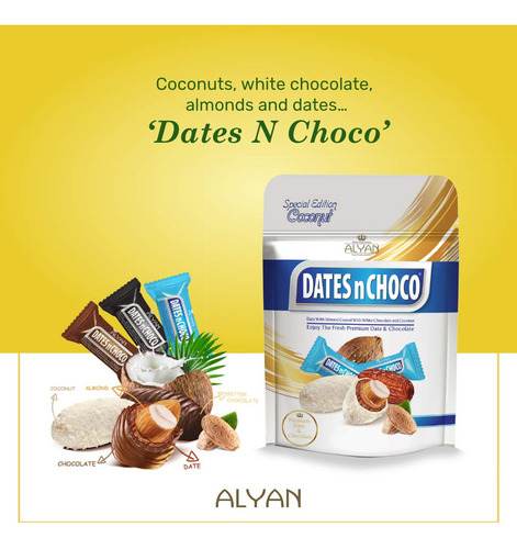 Dátiles Premium Con Almendra Recubiertos De Chocolate Blanco