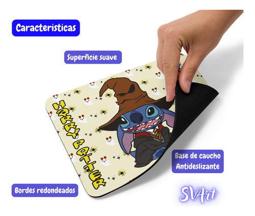 Mouse Pad Svart Diseño Stich Harry Potter Halloween