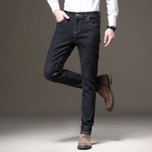 Jeans Elásticos Ajustados De Color Claro Para Hombre De Otoñ