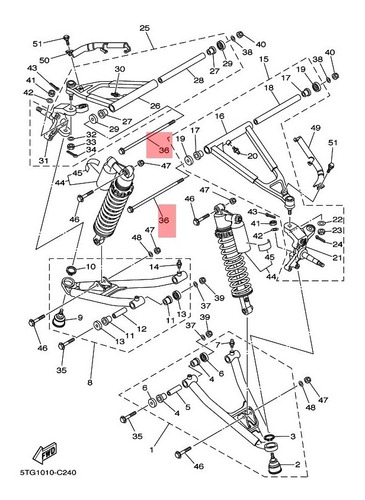 Perno Parrilla Suspensión Yfz450 Original Yamaha