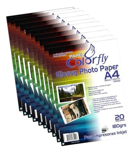 Papel Fotográfico A4 Resma De 20 Hojas De 180g  X 10 Resmas®