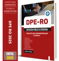 Comprar Apostila Concurso Dpe Ro Analista Em Administração Classe A