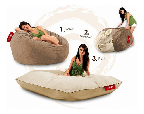 Puff Sillón 2 En 1 Con Cama Individual Con Taburete
