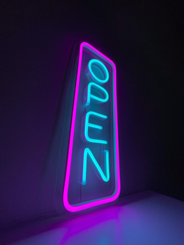 Cartel Open Luminoso Neon Led Acrilico Transp. Personalizado