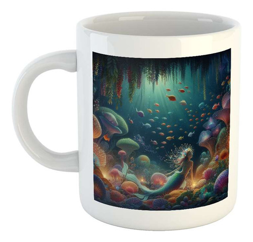 Taza Ceramica Sirena Fantasia Fondo Mar Pez Corales M3