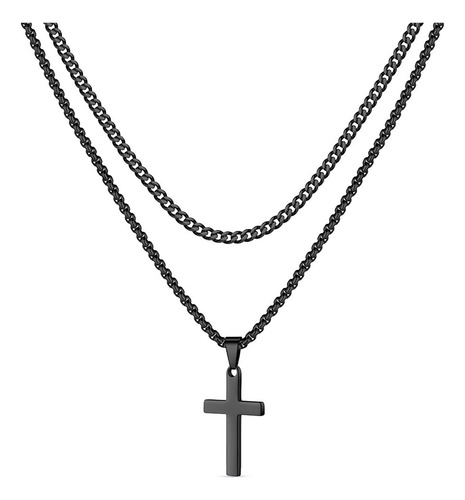 Sjx Collar Cadenas Dijes De Cruz Hombre Acero Inoxidable