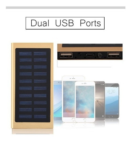 Cargador Solar 10000 Ma 2 Usb Gabinete Metalico Portatil