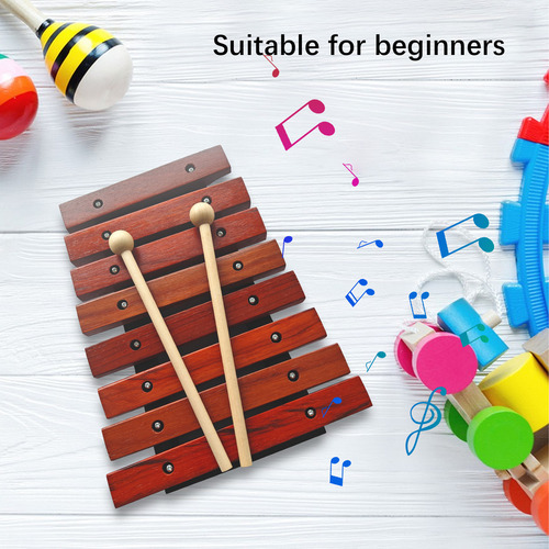 Instrumento Musical Xilófono De Madera De 8 Notas Con 2 De M