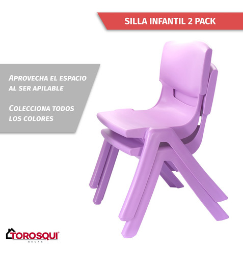 Silla Para Niños De Plástico Resistente | 2 Pack | Torosqui