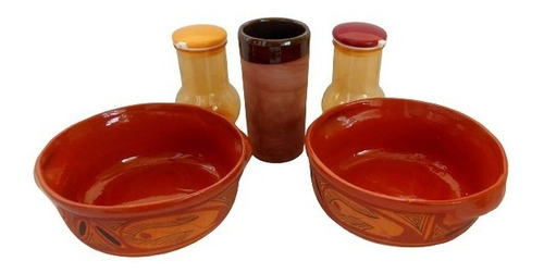 Imagen 1 de 4 de Platos De Barro Para Sopa Vaso Mas Salero Y Obsequio