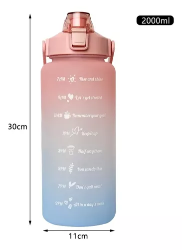 Botella Motivacional 2 Litros Degrade Botellon Agua Medidor
