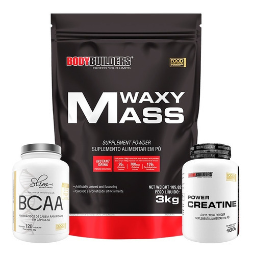 Kit Hipercalórico 3kg + Bcaa 120 Cápsulas + Creatina 100g Sabor Baunilha