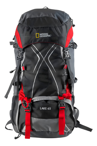 Mochila Lake 65 Lts Gris/roja Mod. Mng065 Nat Geo. Color Gris oscuro Diseño de la tela Ripstop
