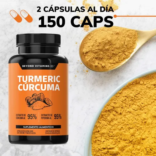Turmeric Cúrcuma Con Extracto De Raíz De Cúrcuma Estandarizada Al 95% Y Pimienta Negra Al 95% Curcumina 95% De Curcuminoides Suplemento Alimenticio 150 Cápsulas Beyond Vitamins