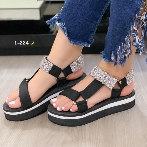 Sandalias Plataforma Hermosas Zapato Mujer Escarchadas