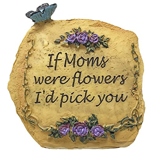 Mom Message Rock - Butterflies & Flowers Decorations An...