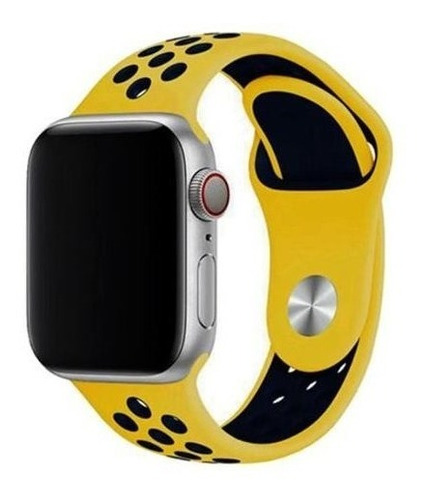 Pulseira Estilo Nike P/ Apple Watch 38/40mm Amarelo C/ Preto