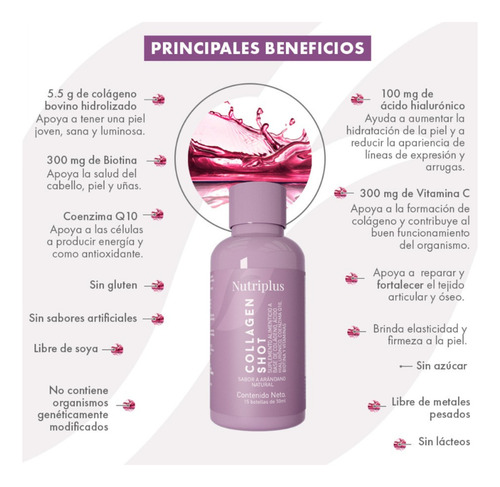 Bebida De Arándano Con Colágeno Farmasi 15 Shots Nutriplus