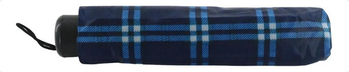 Guarda Chuva Sombrinha Contra Vento Cabe Na Bolsa Cor Azul Desenho do tecido Xadrez