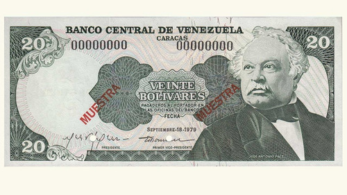 Venezuela, 20 Bolívares, Septiembre-18-1979, S/s8, Unc.